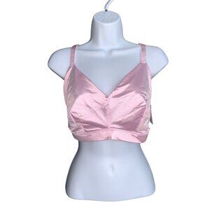 Auden Satin Unlined Wirefree Triangle Bralette Pink Adjustable Straps Size XXL
